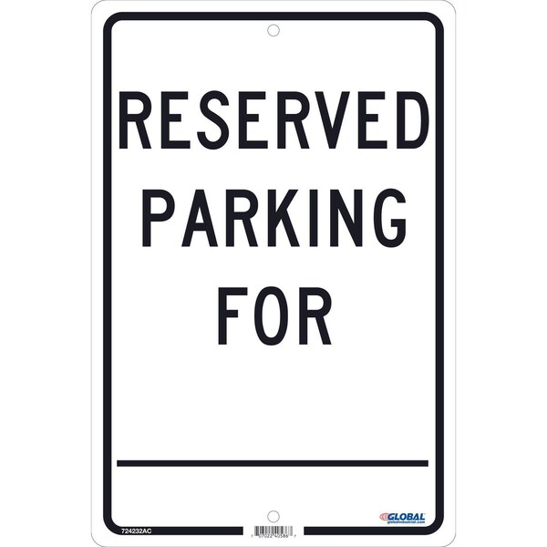 Reserved Parking For, 18x12, .080 Aluminum